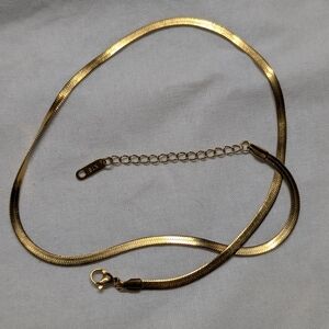 Elegant Gold Chain Necklace Stamped K18 No Tarnish Herringbone Necklace